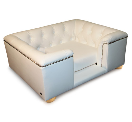 Sandringham White Faux Leather Dog Bed