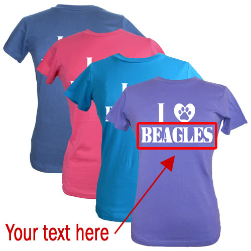 Women's Customised T-Shirt - I Love [Dog Breed]