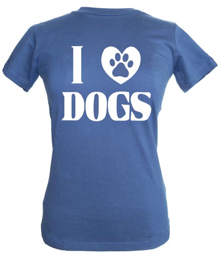 Women's Slogan T-Shirt - I Love Dogs