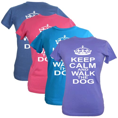 Women's Slogan T-Shirt - Keep Calm & Walk The Dog