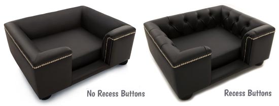 Black leather sofa dog bed recess buttons options