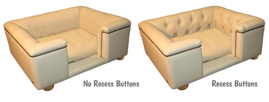 Sofa dog bed recess buttons options