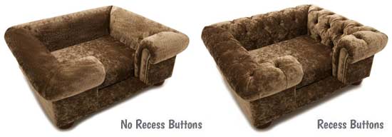 Sofa dog bed recess buttons options