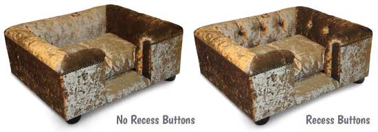 Sofa dog bed recess buttons options