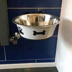 Wall mounted raised dog bowl