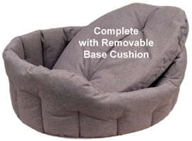 Oval waterproof dog bed with inner base cushion