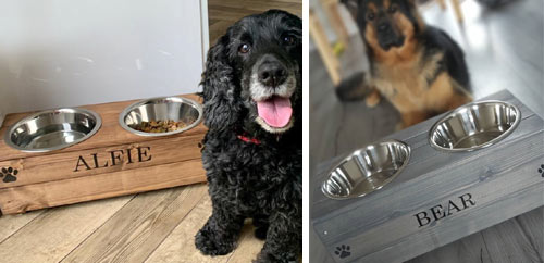 Personalised Wooden Dog Bowl Feeders